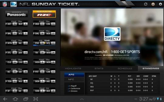 DirecTV NFL Sunday Ticket App Now available for Android Honeycomb
