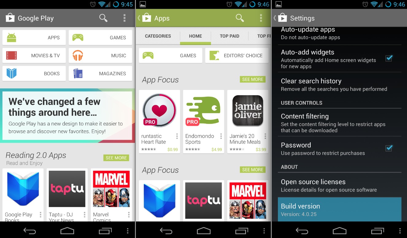 google play store version 4 0 available