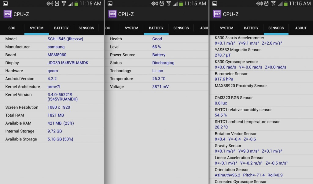 download the new for android CPU-Z 2.08