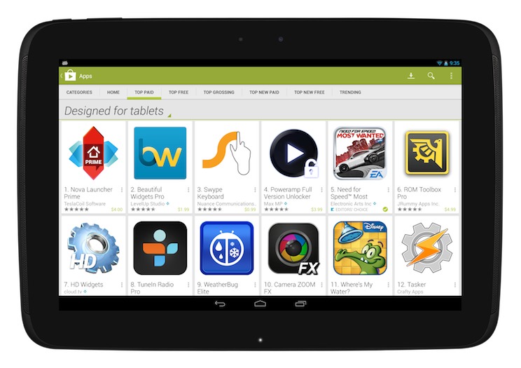 New Play Store filters help you find tablet apps from your phone