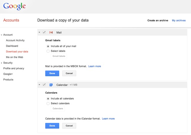 Google Announces Gmail And Calendar Data Downloads Android Community