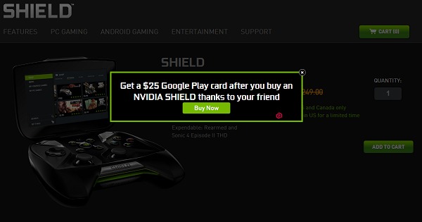 NVIDIA giving out Google Play credits with Shield purchases