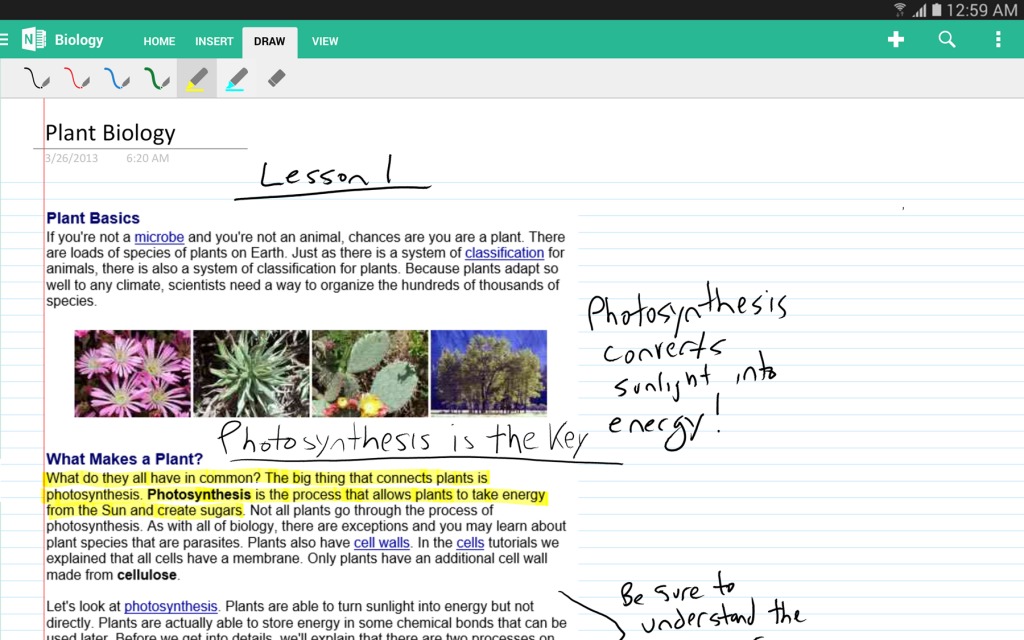 onenote android tablet