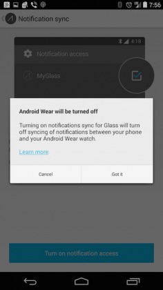 google glass android wear notifications off