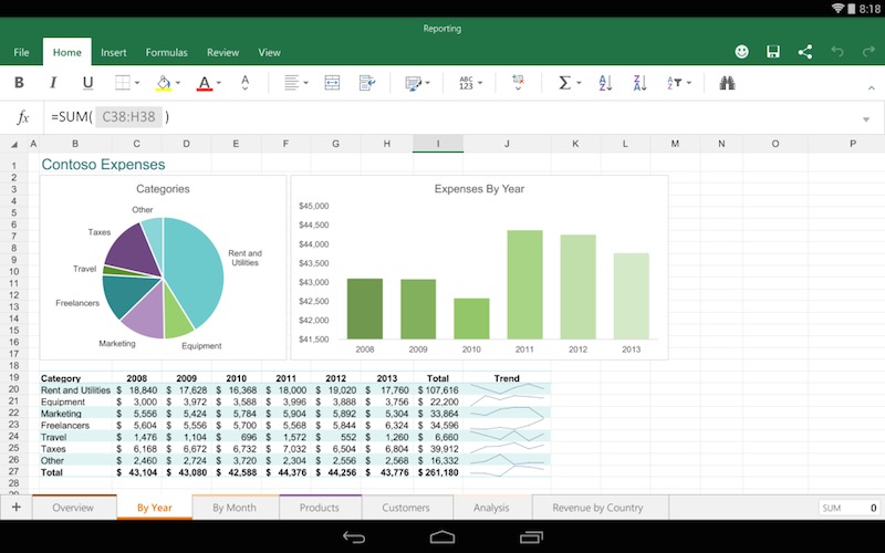 Microsoft Office for Android tablet Preview c