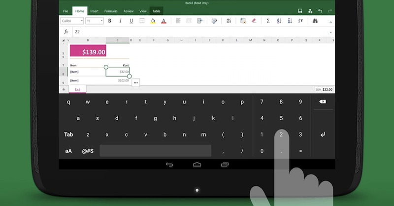 Microsoft Keyboard for Excel Android app