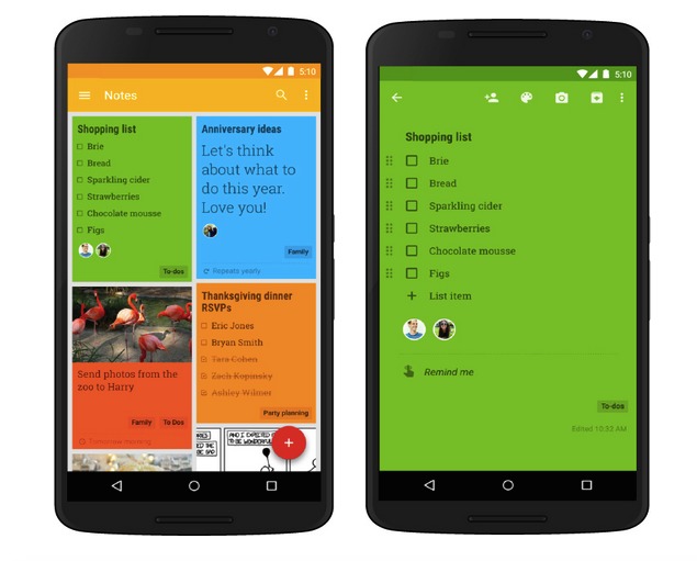 Google Keep Android Wear 2