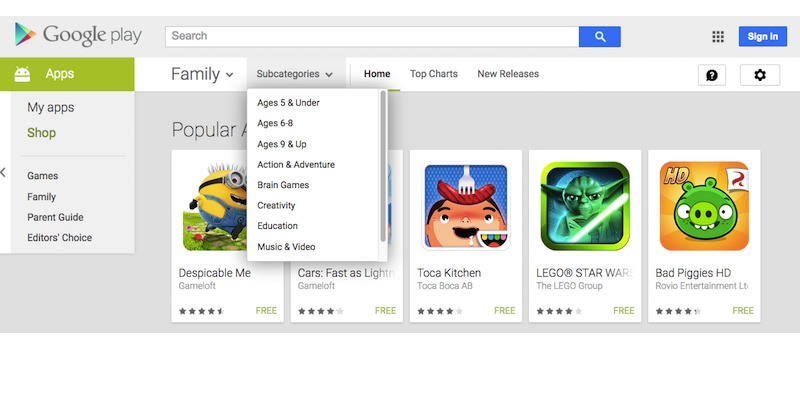 Google Family Category