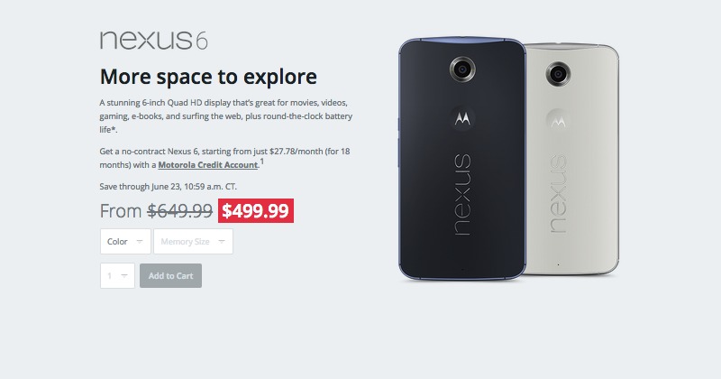 Motorola Nexus 6 Google Project Fi on sale