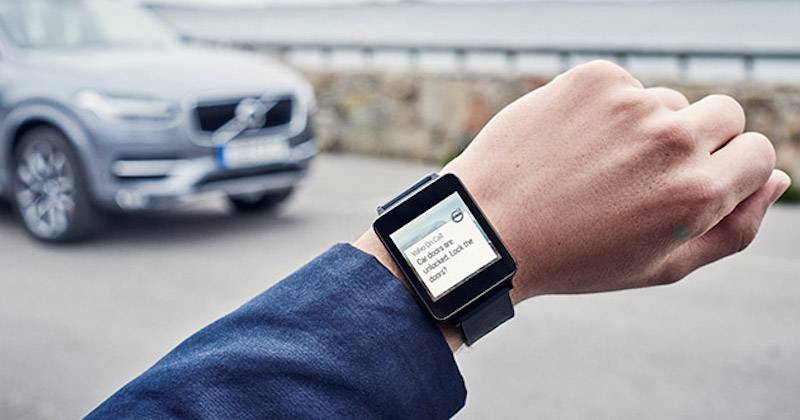 Volvo On Call app in an Android Wear watch