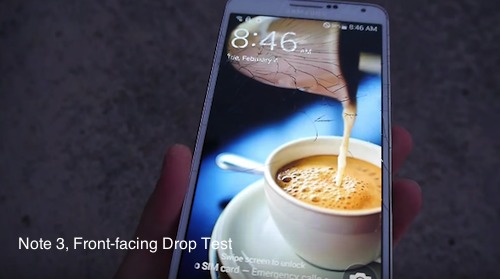 Note 3 front drop test
