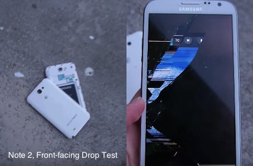 note 2 front facing drop test