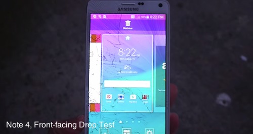 note 4, front drop test