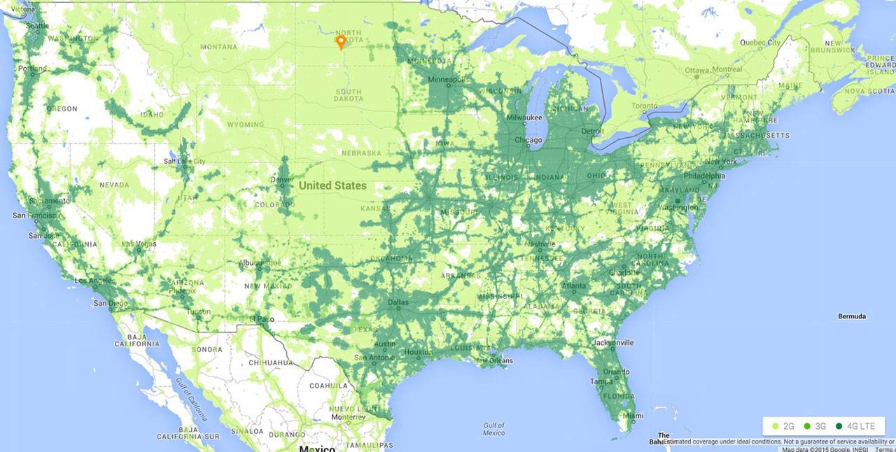 Google Project Fi USA Map coverage