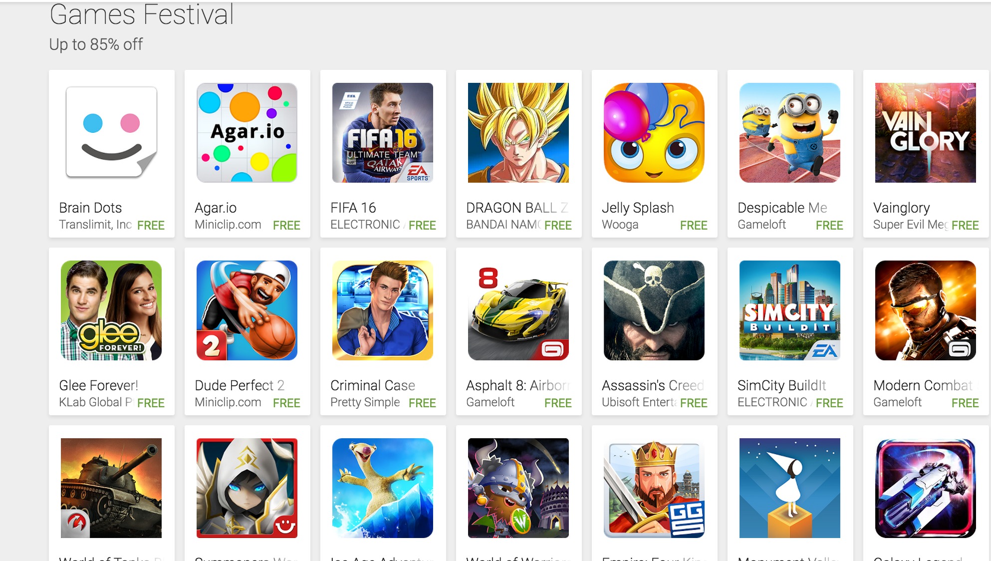 Google Play Store brings up to 85% off games in Games Festival