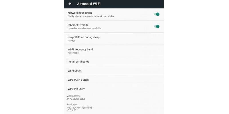 Advanced WiFi page