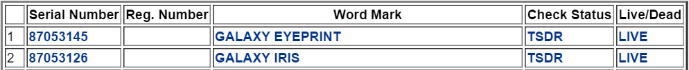 samsung-galaxy-iris-galaxy-eyeprint-uspto-trademark