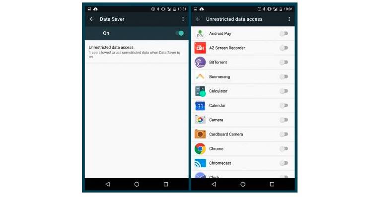 Android Nougat Data Saver
