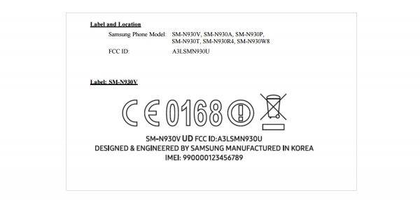 Samsung Galaxy Note 7 FCC