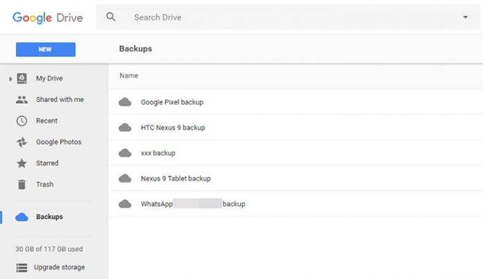 google drive download backup