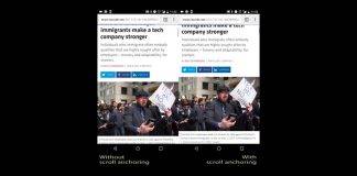 Google Chrome Browser Scroll Anchoring