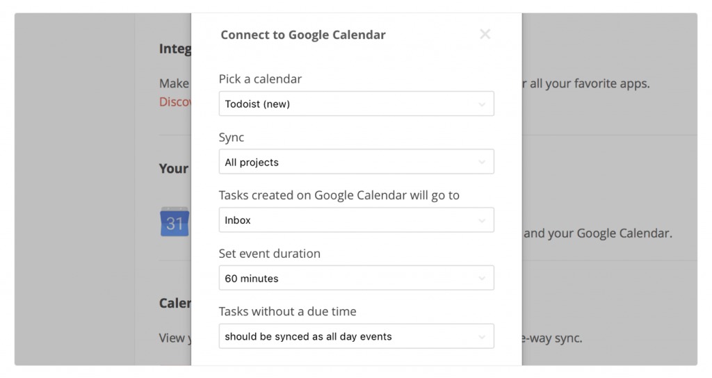 connect todoist with google calendar