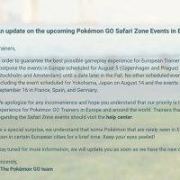 Pokemon GO Safari Zone Postponed