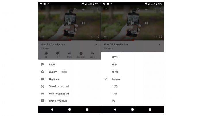 YouTube mobile app testing out speed control options - Android Community