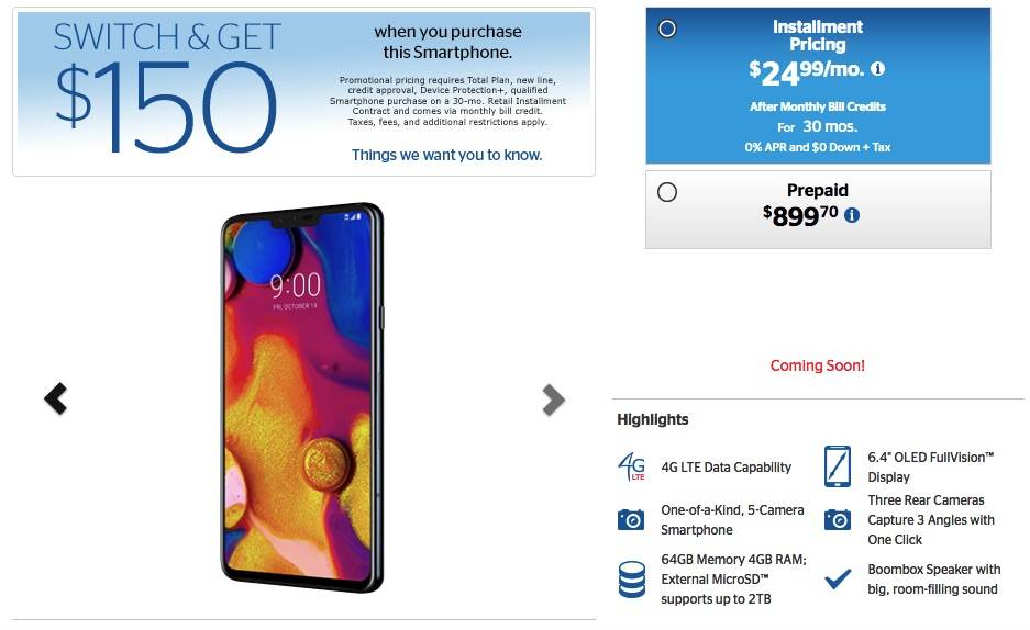 LG V40 ThinQ US Cellular