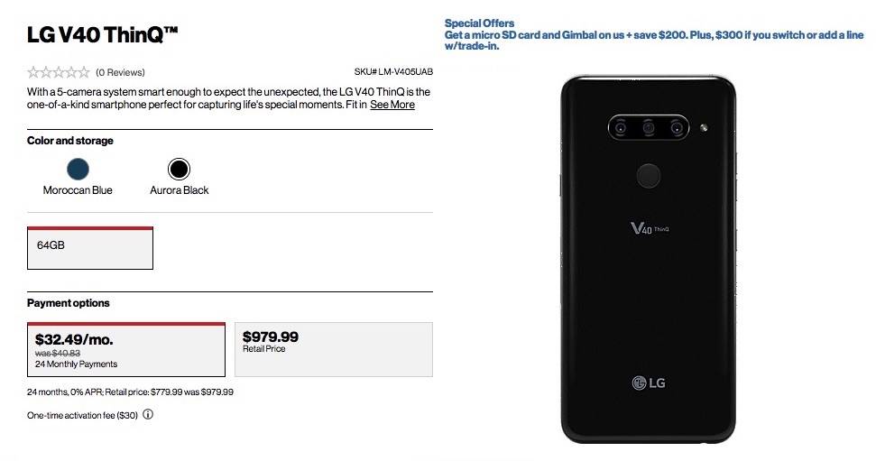 LG V40 ThinQ Verizon Wireless