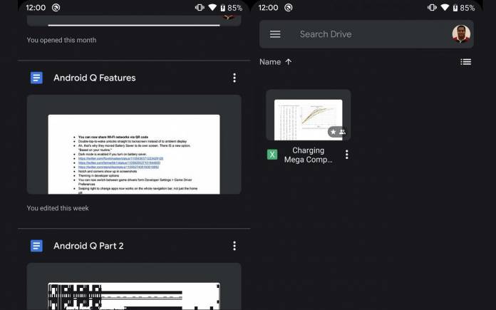 google drive dark theme