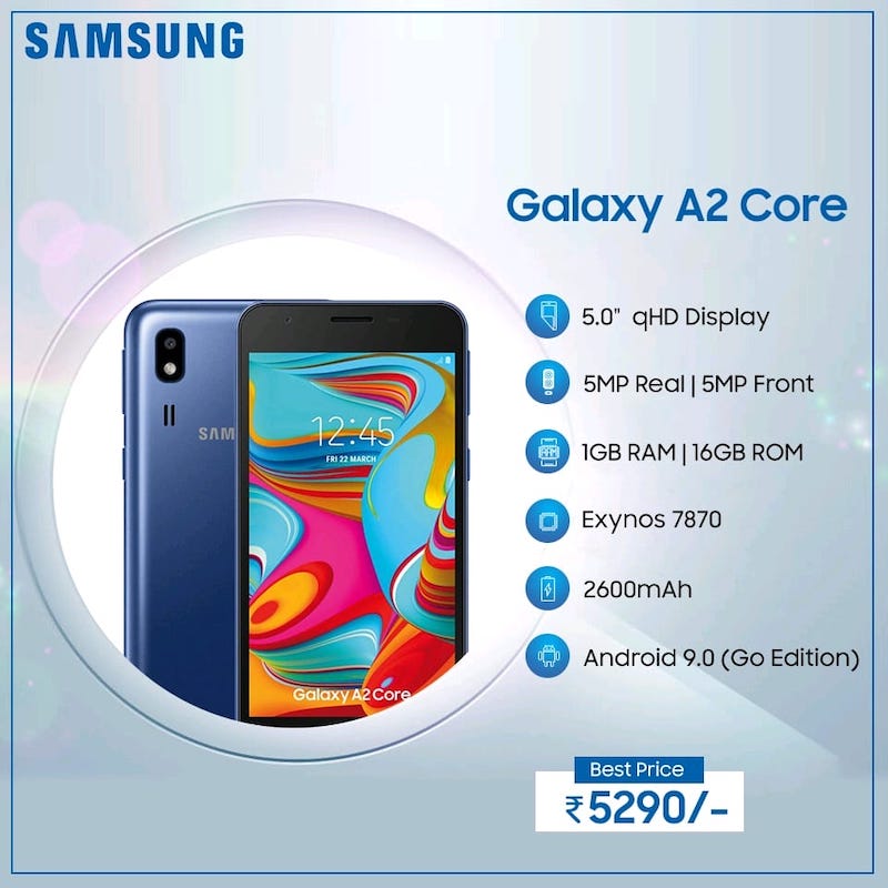 galaxy a2 core specs