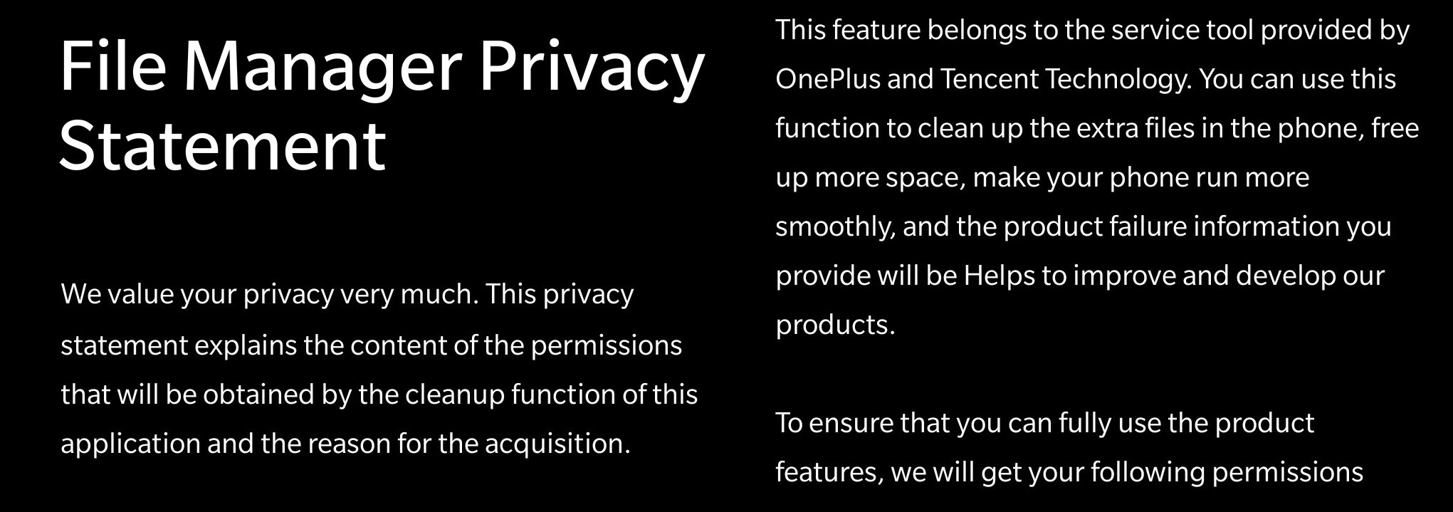 File Manager Privacy Statement