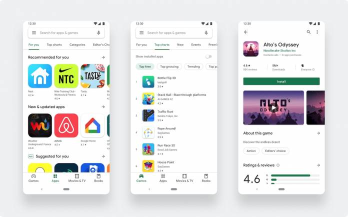 Google Play store visual refresh new design August 2019