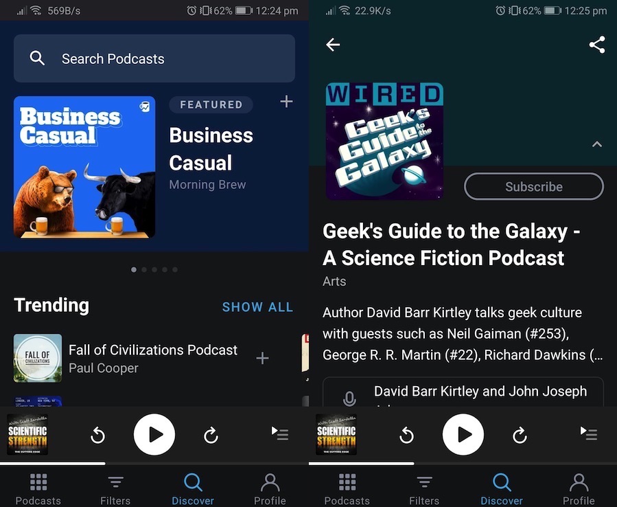 pocket casts app podcast art keeps disappearing on android