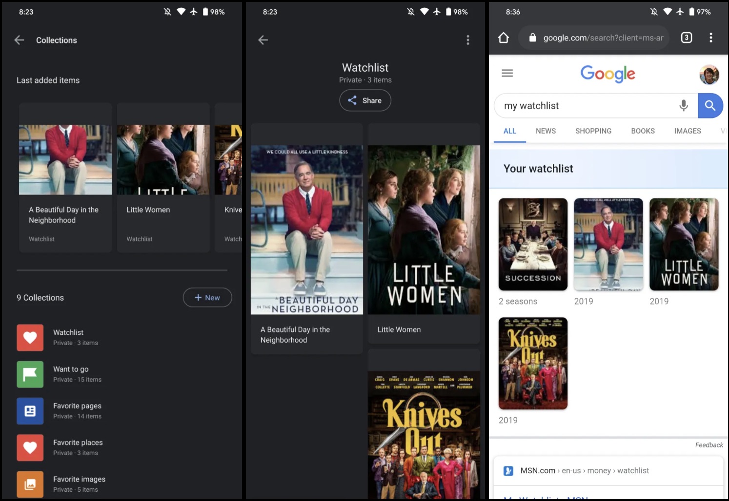 Google Search now has Watchlist for your movies and TV shows Android