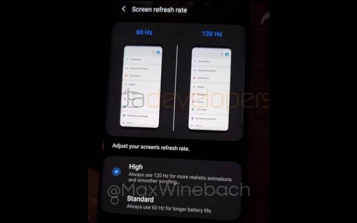 Samsung Galaxy S20+ Screen Refresh Rate