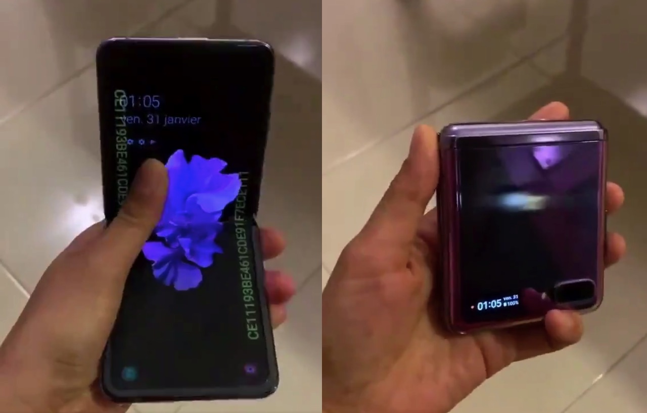 Samsung Galaxy Z flip phone hands-on video surface online ...