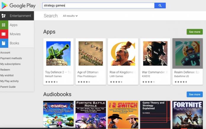 Google Play Store Search Filter