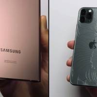 Samsung Galaxy Note 20 Ultra vs. iPhone 11 Pro Max Drop Test 4