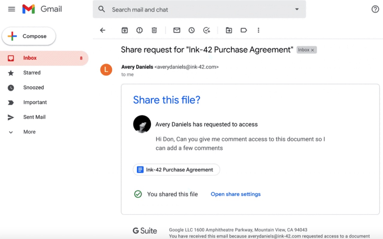 Google Drive files access requests can be managed from Gmail Android
