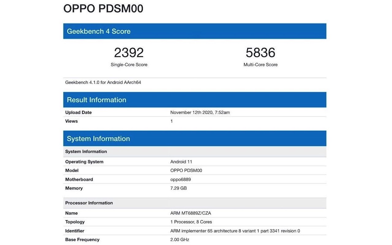 OPPO PDSM00 Geekbench