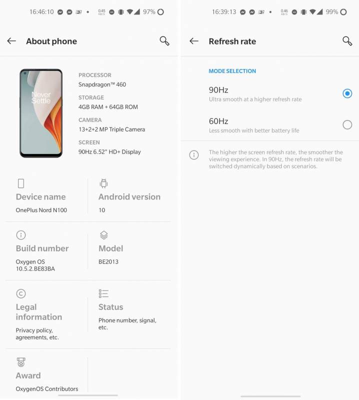 OnePlus Nord N100 Specs