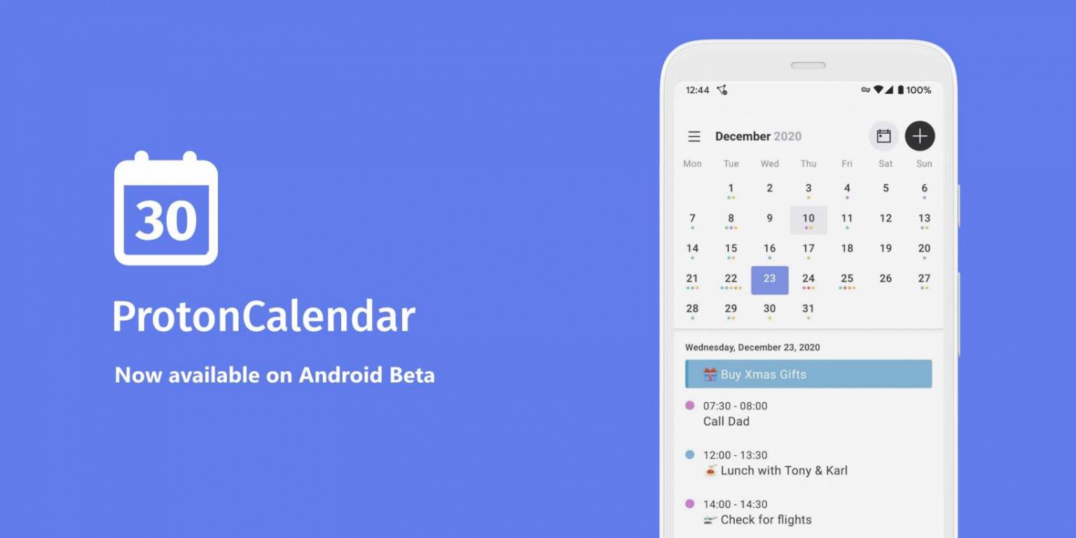 Proton Calendar beta encrypted service now available on Android