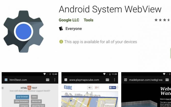 Google Chrome Android System WebView