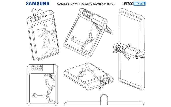 Samsung Galaxy Z Flip with rotating camera in the hinge