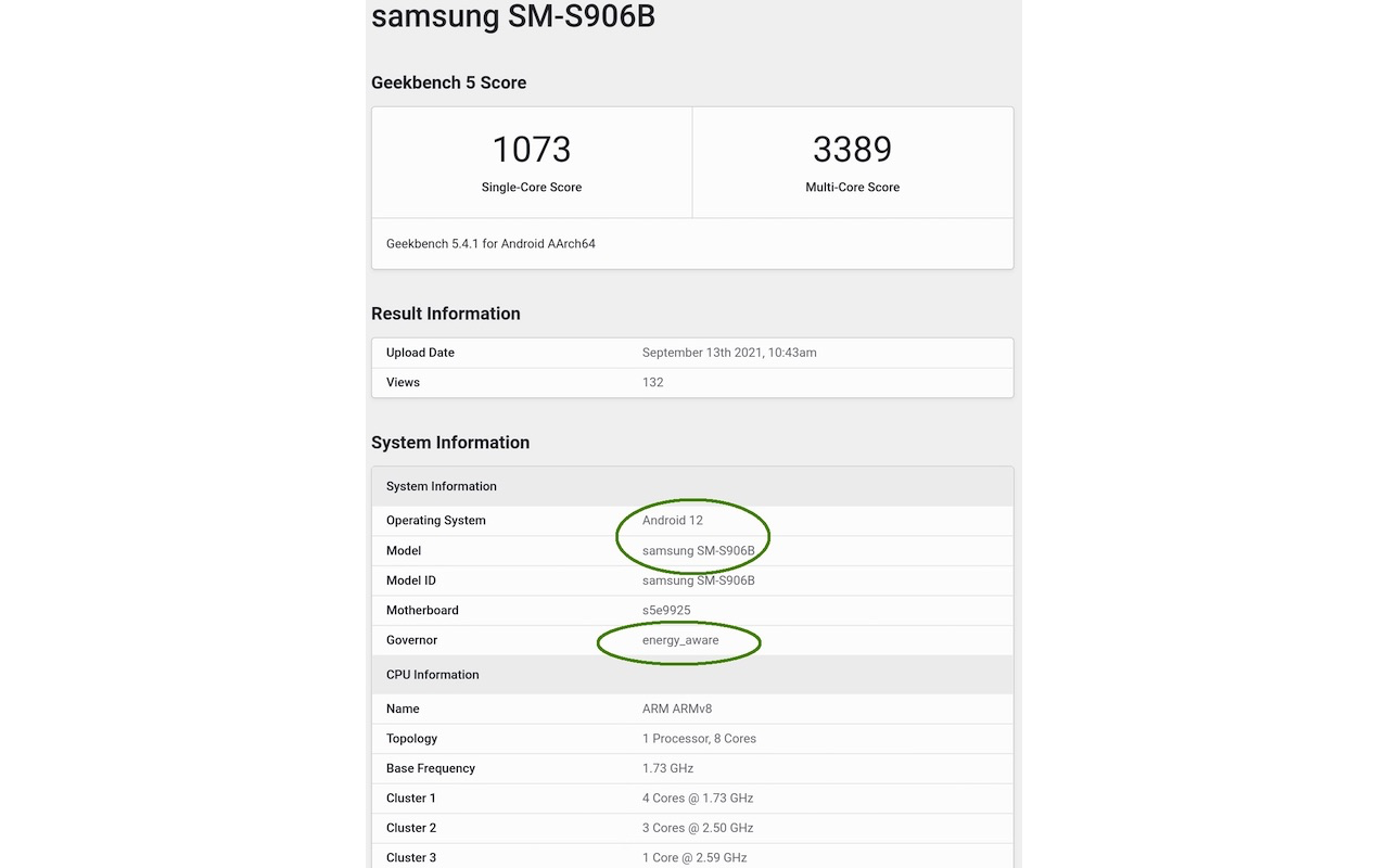 Samsung Galaxy S22 Series Exynos Benchmark Energy Aware