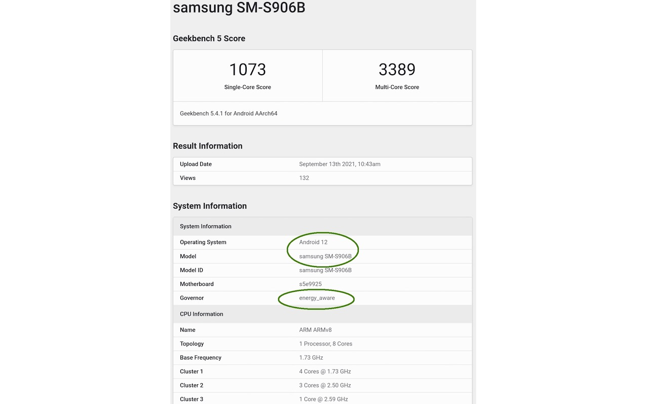 samsung s22 geekbench 5