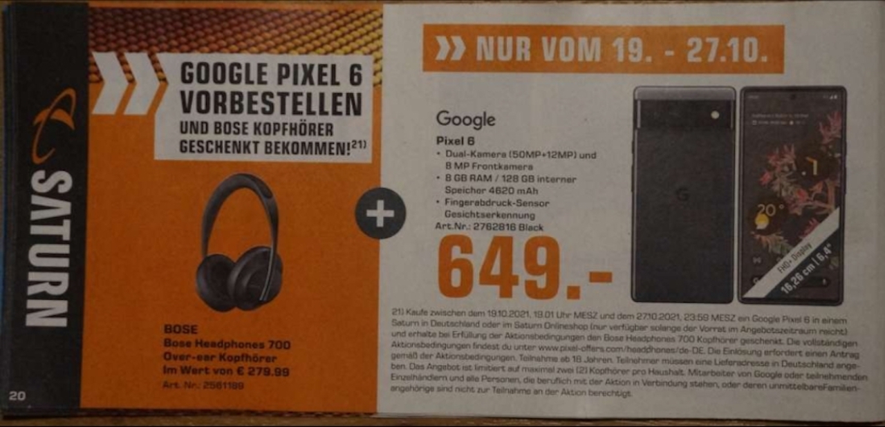 Germany Pixel 6 Pricing Pre-order