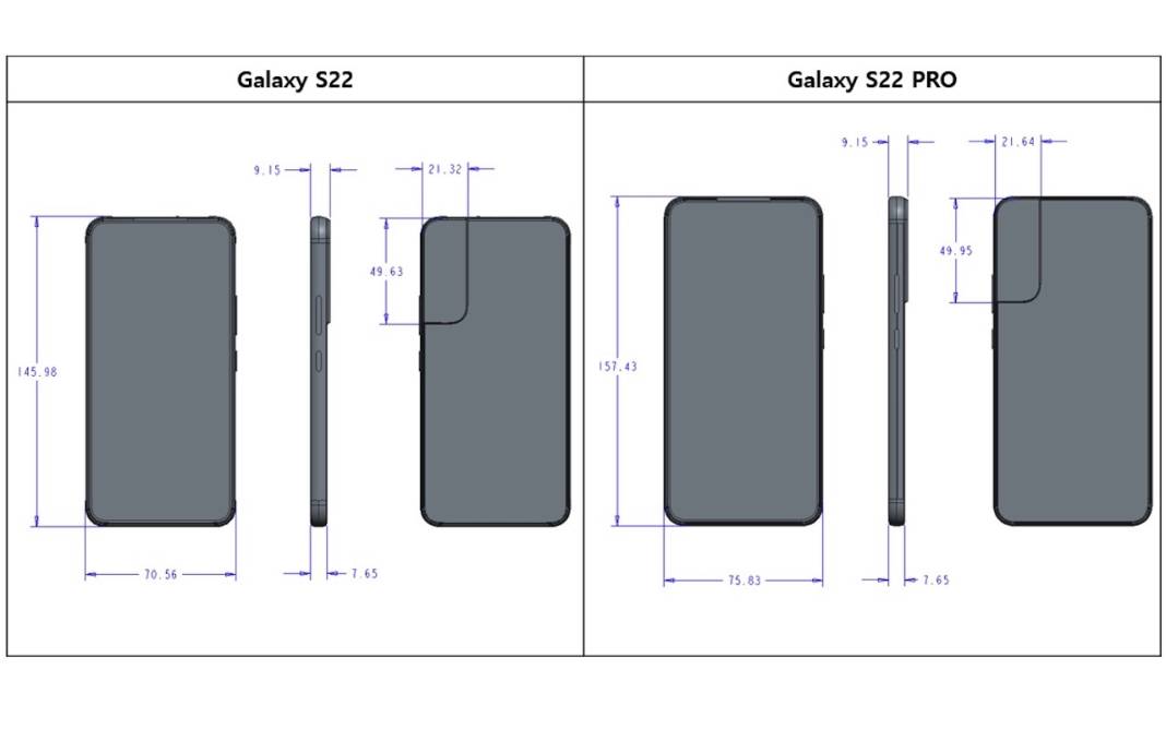 Samsung Galaxy S22 Rainbow Series dimensions, S-Pen slot shown off
